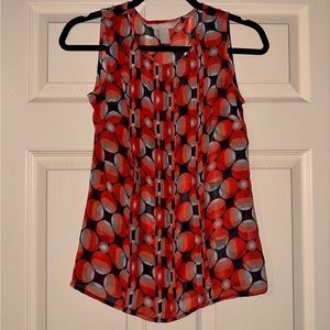Orange and Navy Banana Republic Sleeveless Blouse